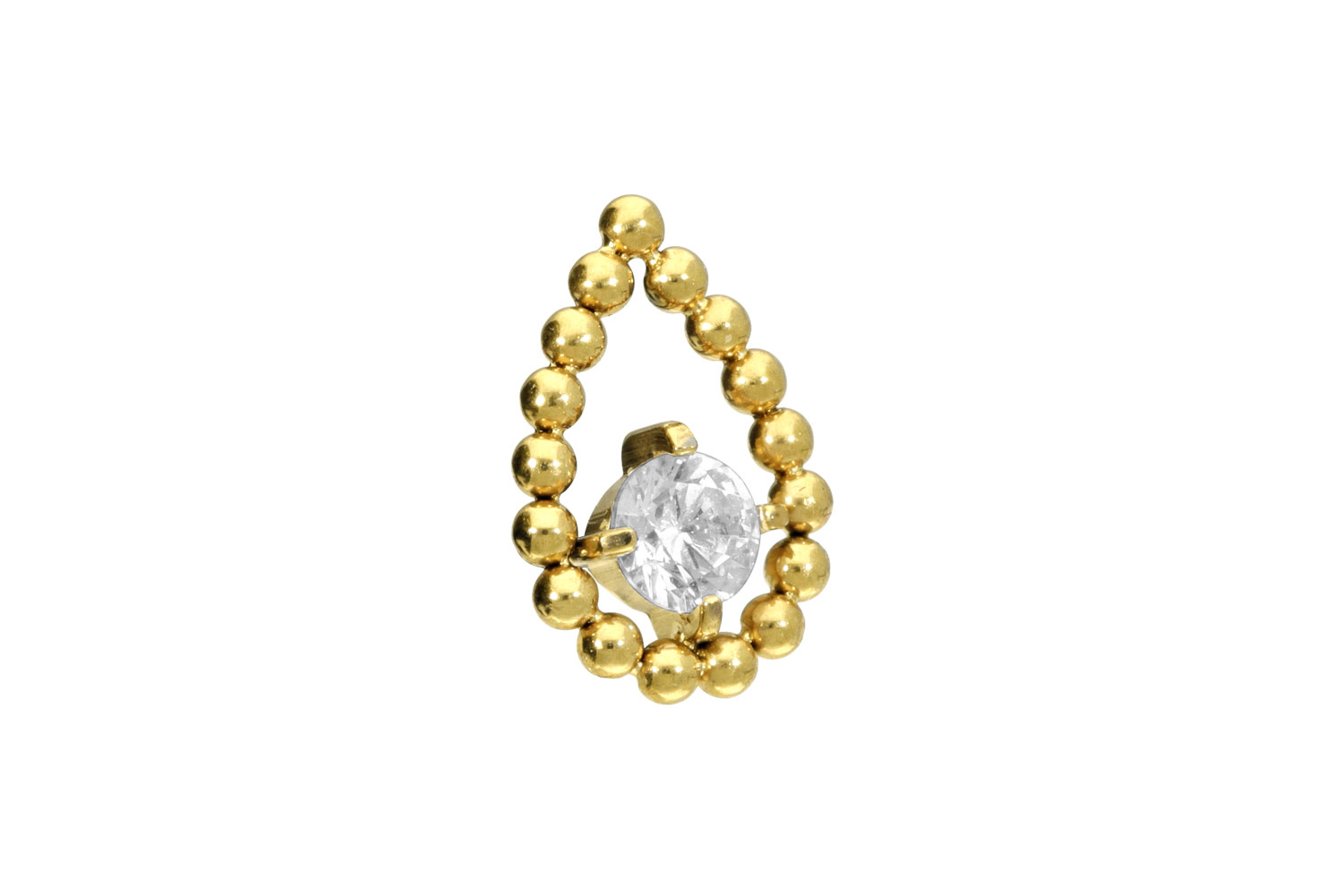 Titan Schraubaufsatz mit Außengewinde TROPFEN + KRISTALL von Piercingline